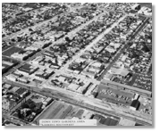 Aerial view of downtown Gardena, looking southwest, 1968