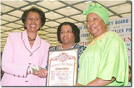 Yvonne B. Burke, Supervisor; Fannie Love, Honoree; Margaret Crockett, President NAUW, Honoree